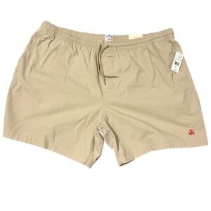 Brooks Brothers Mens XXL Tan Chino Stretch Shorts Embroidered Logo Elastic Waist
